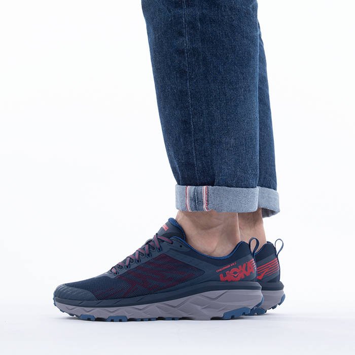 Hoka Challenger Atr 5 - Men's Running Shoes - Navy Blue/Red - UK 049IKLQNJ
